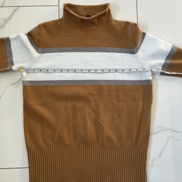 French  Connection/ White, grey & tan/ Mock turtleneck knit sweater/ Size US L - Picture 9 of 10